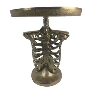 Spooky Hollow Skeleton Cake Stand 11 Inch Gold Rib Cage Halloween Cake Plate